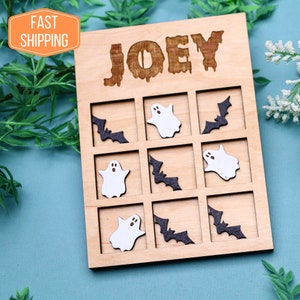 Spooky Tic Tac Toe, Boo Basket Stuffer, Halloween Activity for Kids, Halloween Games, Custom Halloween Gifts, Personalized Kids Halloween