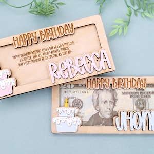 Custom Engraved Money Gift Holder, Birthday Gift Money Holder, Unique Birthday Gift, Cash Gift Wooden Holder, Cake Money Holder, Money Card
