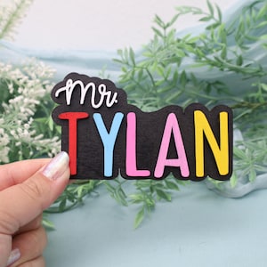 Personalized Teacher Name Magnet, Rainbow Classroom Decor, Custom Teacher Gift, Colorful Magnetic Name Sign For Locker, Whiteboard, Cabinet