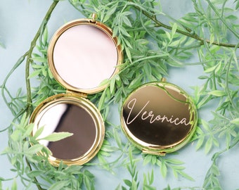 Calligraphy Engraved Compact Mirror, Personalized Compact Mirror, Gifts for Women, Mother's Day Gift, Bridesmaid Gift, Gift For Mom Grandma