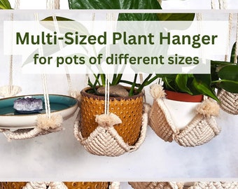 Geen Kwastje Macrame Plantenhanger Multi Size Indoor Touw Hangende Plantenbak Zonder Kwastje Set van 3 Plantenhangers