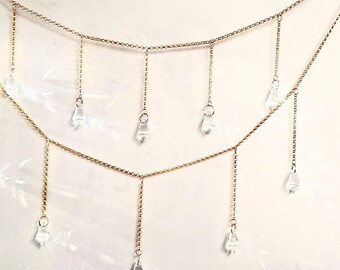 Silver/Gold Crystal Suncatcher Window Garland Valance Aesthetic Room Decor Metal Boho Wall Decoration Rainbow Maker Sun Light Catcher