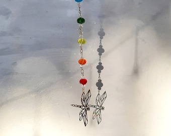 Dragonfly Talisman Chakra Crystal Prism Suncatcher Car Charm, Home Esthetische Room Decor Rainbow Maker Crystal Wall hanging
