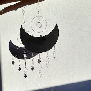 Black Moon Rainbow Maker Crystal Suncatcher Decor Light Sun Catcher Art Deco Dark Academia Witch Cottagecore Decor regalo para ella
