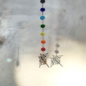 Manta Ray Chakra Crystal Prism Suncatcher Car Charm Self Care gift, Home Aesthetic Room Decor Rainbow Maker Crystal Wall hanging