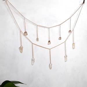 Citrin Rosenquarz Kristallgirlande Wandbehang Dekor, Schlafzimmer über dem Bett Fenster Volant Kristall Meditation Altar Ästhetik Raum Wohnkultur