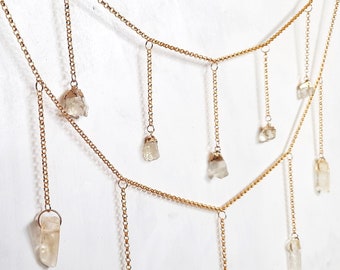 Crystal Garland Wall Hanging Decor, Bedroom Above Bed Window Valance Crystal Meditation Altar Aesthetic Room Home Decor