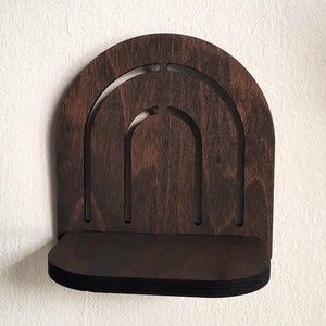 Rustic Arch Rainbow Shelf Natural Wood Brawn Small Boho Cottage Decor Wooden Mini Plant Shelf Display Home Aesthetic Room Decor Wall Hanging