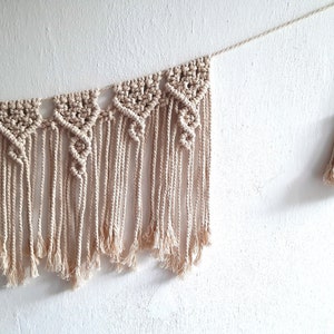 Boho Macrame Bunting Garland Above bed Wall Decor, Apartment Neutral Bedroom CotegeCore decor, Wall Hanging Tassel Banner Mantel Garland