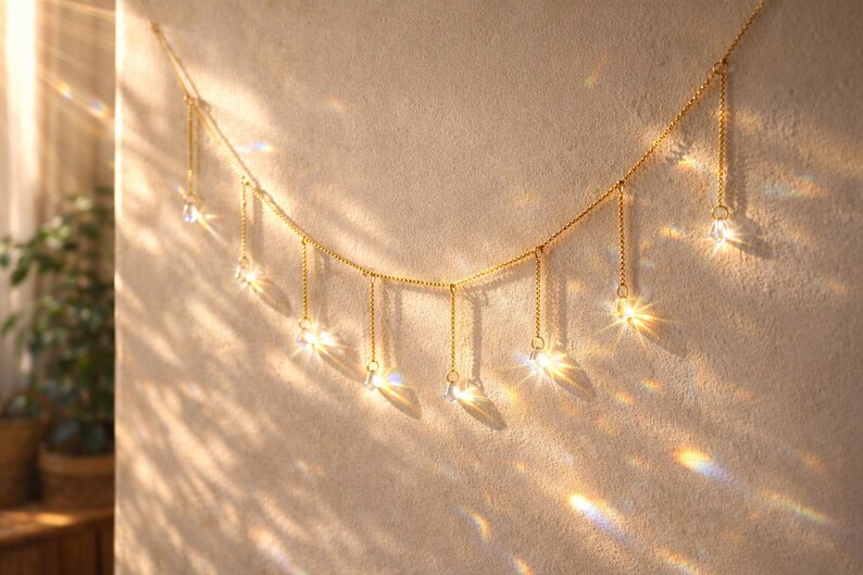 Crystal Suncatcher Window Garland Valance Metal Boho Rainbow Maker Room Decor image 4