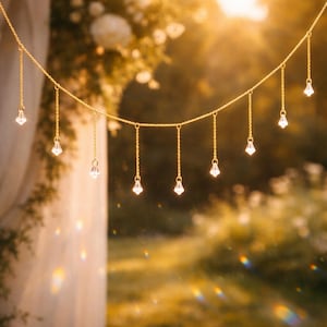 Toile de fond guirlande de cristal arche de mariage | Suspension en cristal de cérémonie bohème | Décoration de mariée en cristal