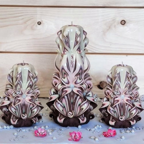 Carved Candles Home Decor Handmade Colourful Art Design Gift Etsy