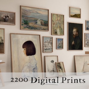 2200 Vintage Printable Rustic European Wall Art Prints Set, French Country Farmhouse Antique Oil Painting, Digital Download