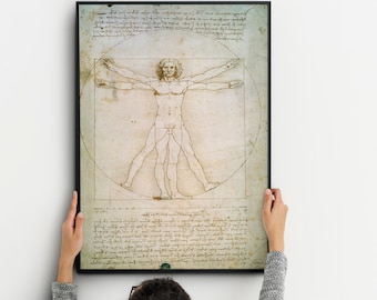 Leonardo Da Vinci: El Hombre de Vitruvio, Póster de anatomía vintage, Arte anatómico, Póster de Leonardo da Vinci