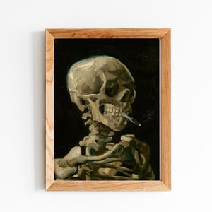 Vincent van Gogh poster Skull of a Skeleton with Burning Cigarette, Amazing van gogh poster for your office
