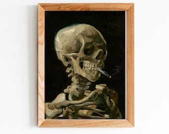 Vincent van Gogh poster Skull of a Skeleton with Burning Cigarette, Amazing van gogh poster for your office