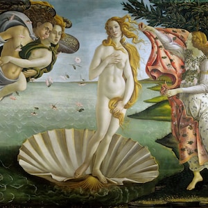 Nacimiento de Venus, obra de arte de Venus, impresión de Venus, pintura de Venus, póster de El nacimiento de Venus de Sandro Botticelli, impresión vintage de Venus, renacimiento