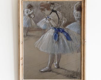 Edgar Degas Ballerina Print,  Vintage Ballet Poster, French Impressionist Wall Art, Dancer with Blue Sash Fine Art Print, Giclee Poster