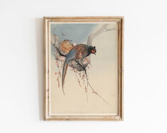japanese poster, birds wall art, vintage prints