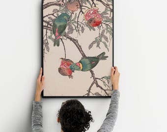 vintage japanese art, chineese wall decor, bird prints