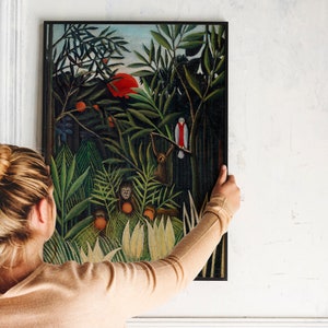 Set of 3 prints Henri Rousseau Jungle tropical poster painting The Equatorial Jungle, tropical wall art, jungle wall art, jungle print