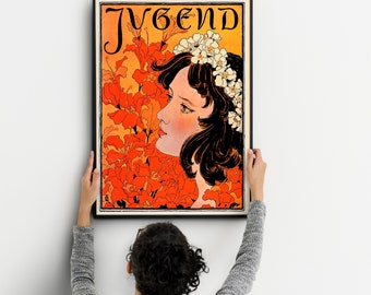 Vintage Art Nouveau print- late 19th c German Jugendstil art print fine art paper vintage poster