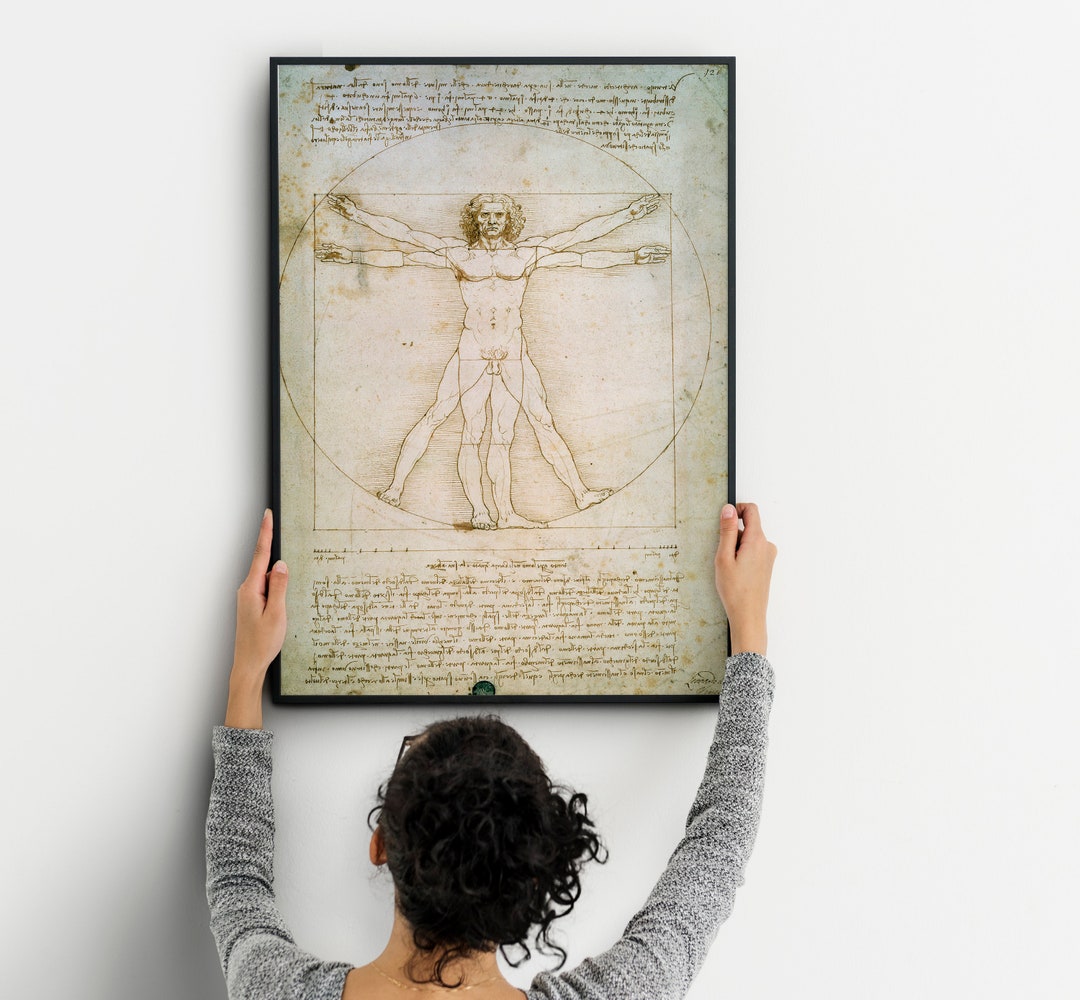 Leonardo Da Vinci the Vitruvian Man, Vintage Anatomy Poster