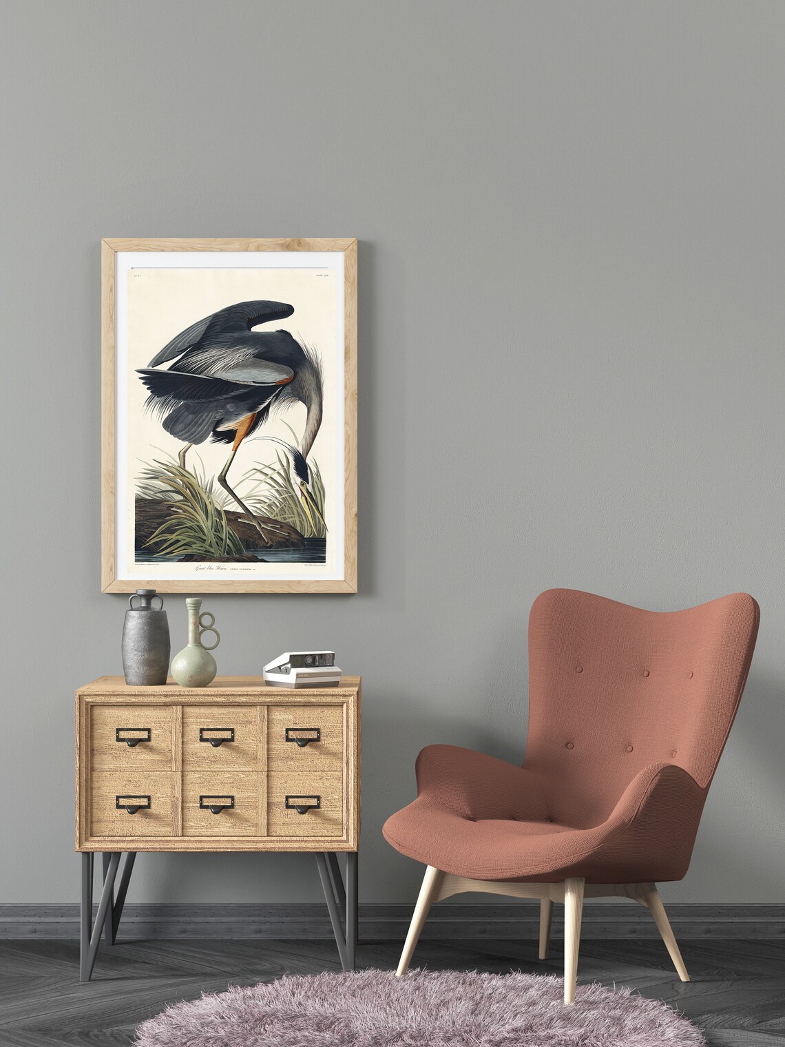 Great Blue Heron Print Audubon Poster Vintage Illustrations | Etsy