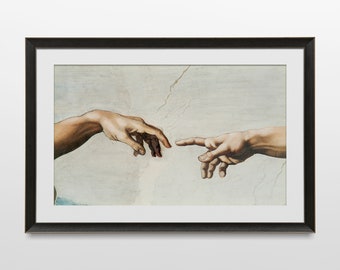 La creación de Adán, grabado, pintura renacentista de Miguel Ángel