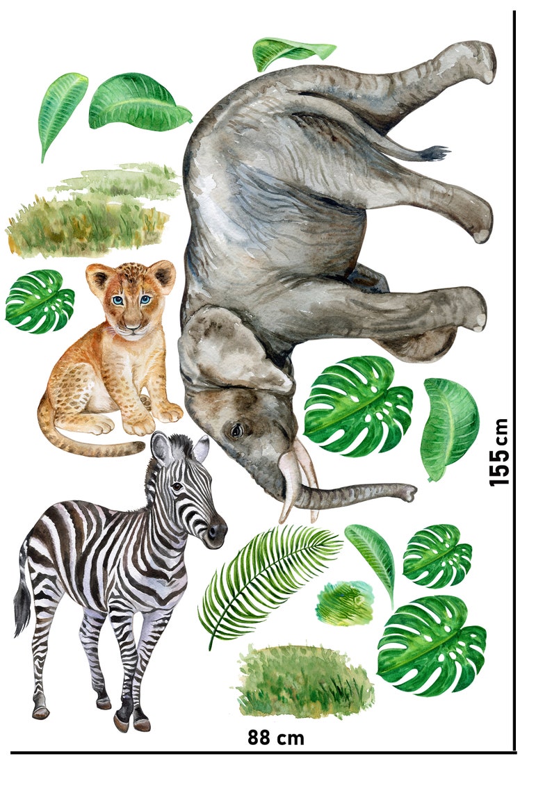 Safari Animals Wall decals set of wall sticker jungle Etsy