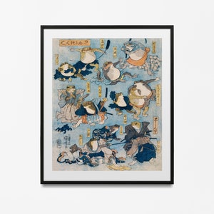 Frog Print japanese frog print, samurai frog,  Japanese Art Print, japanese art print, japanese poster, japanese art posters, japanese gifts