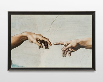 Michelangelo poster, The Creation of Adam, Hands touching, Michelangelo print, Sistine Chapel, Famous painting, Renaissance painting