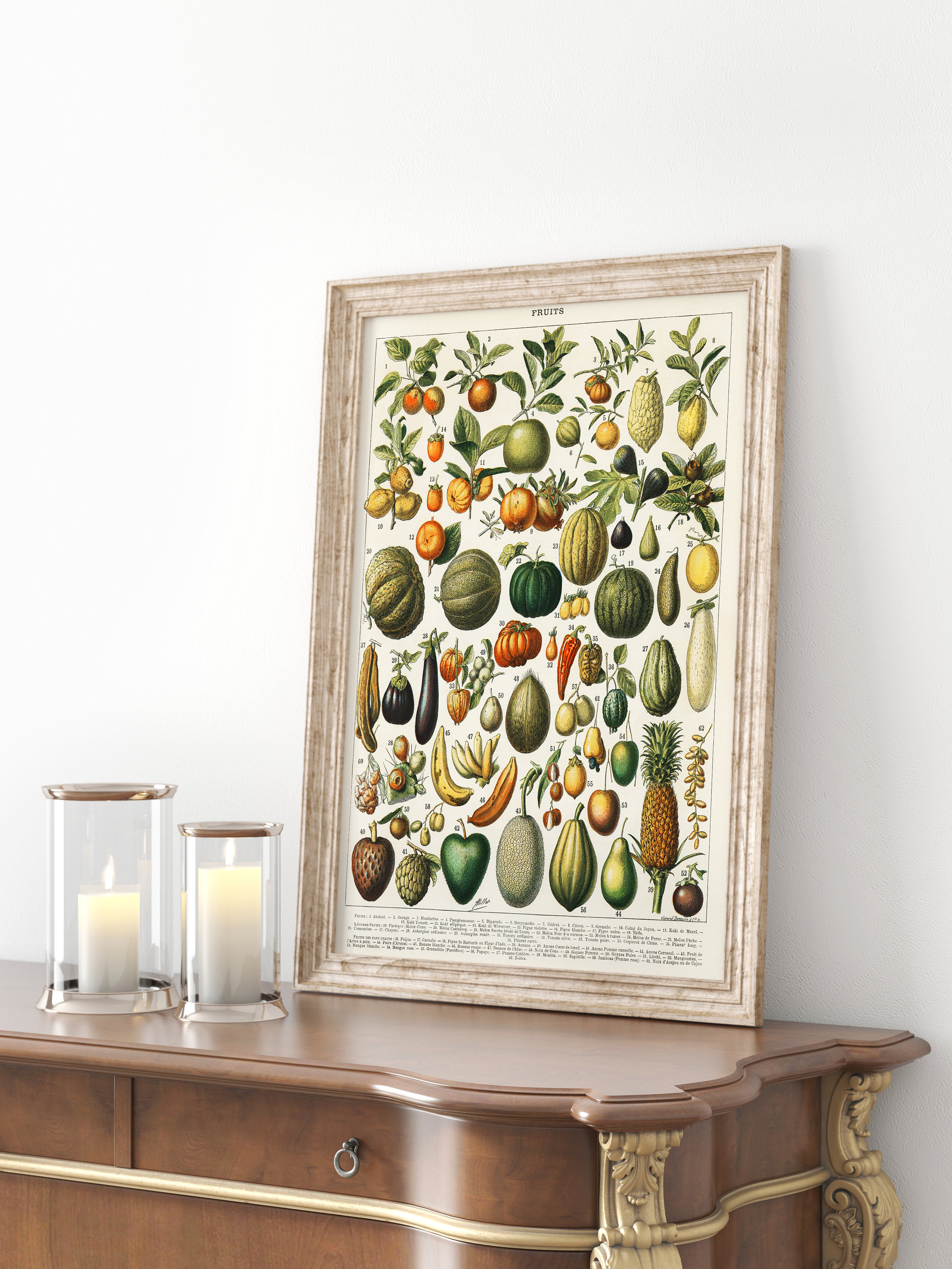 kitchen gallery wall art set of 6, vintage fruit... Vintage Botanical Fruit Print, Kitchen Wall Art - Etsy