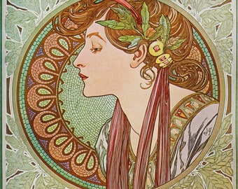 Alphonse Mucha Zodiac Painting, Vintage French Art Nouveau Print