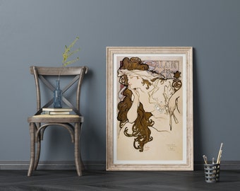 Alphonse Mucha plakat w stylu secesyjnym, druk giclee w stylu vintage