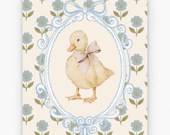 Duckling Nursery Wall Art, Baby Duck Wall Art, Vintage Nursery Print, Cottagecore Nursery Decor, Duck Poster, Kids Room Decor