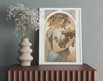 Alphonse Mucha vintage art print, Art Nouveau poster, Art Deco decor, Woman portrait giclee poster, Zodiac Mucha