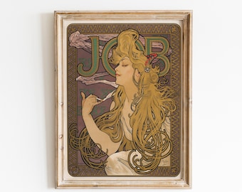 Alphonse Mucha "Job" Print, Art Nouveau Poster, vintage art