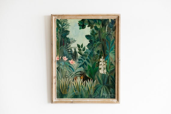 Affiche / Toile Jungle Tropicale Style Henri Rousseau - Oiseaux, Singes I99