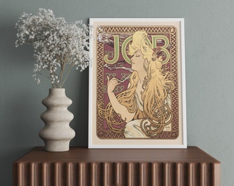 Alphonse Mucha 'JOB' Print, Art Nouveau Poster, alfons mucha vintage poster