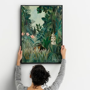 Set of 3 prints Henri Rousseau Jungle tropical poster painting The Equatorial Jungle, tropical wall art, jungle wall art, jungle print