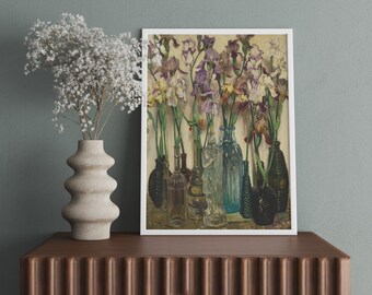 Vintage Floral Still Life Print | Dark Moody Botanical Art