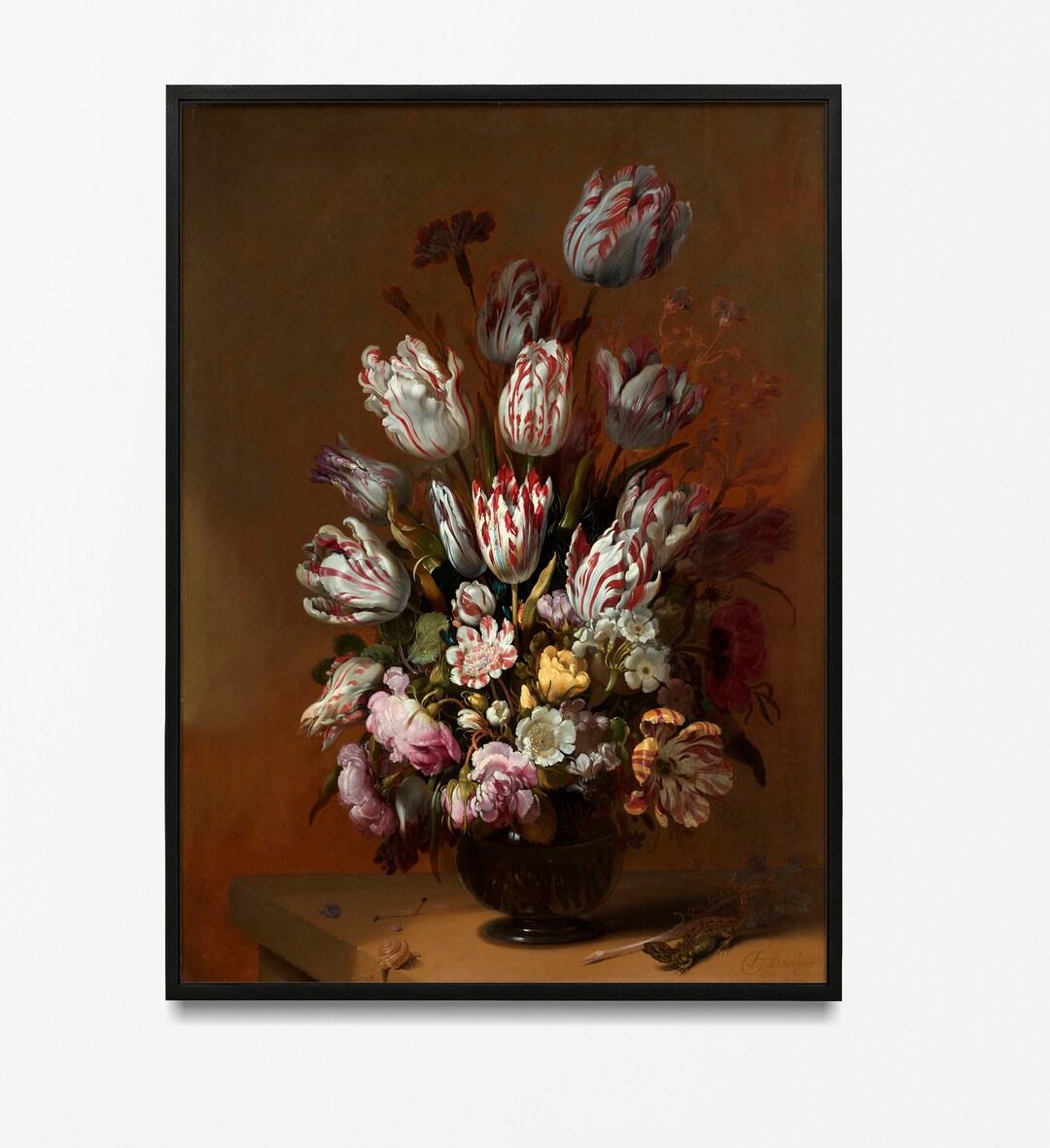 Moody Botanical Print Vintage, Dark Floral Still Life Oil Painting Wall ...