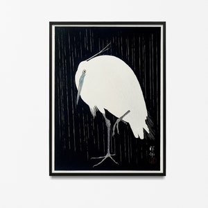 Stampa airone, Stampa Bird Art, Poster vintage Ohara Koson Heron, stampe james audubon, stampe giapponesi, stampa Woodblock, poster Heron Poster