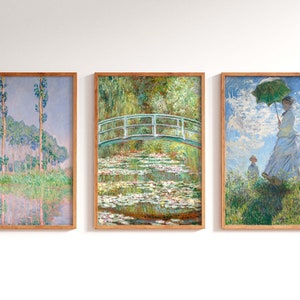Claude Monet Set of 3 prints Claude Monet print amazing poster woman with a Parasol vintage art painting water lily