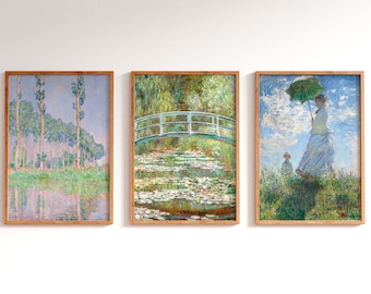 Claude Monet Giclee Print Set: Water Lilies, Woman with Parasol
