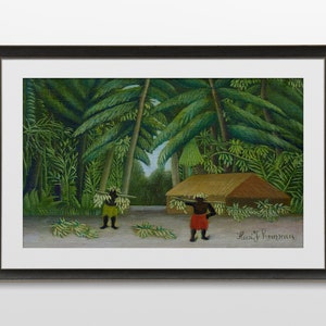 Jungle tropical poster painting originally by Henri Rousseau The Equatorial Jungle, Vintage poster is best idea for wall decorations
