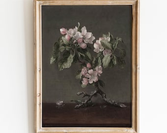 Vintage Floral Still Life Art Print | Dark Botanical Poster