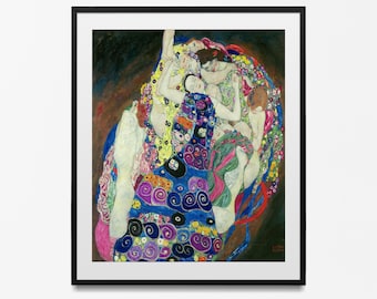 gustav klimt print, klimt poster, Gustav Klimt Art, The Virgin classic painting Art Nouveau, mother and child gustav klimt painting