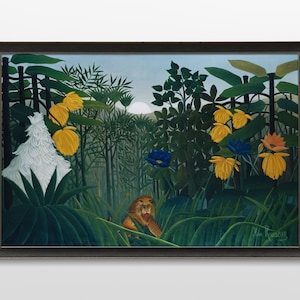 Henri Rousseau Jungle tropical poster The Equatorial Jungle, Rousseau print, tropical print, Vintage poster is best idea for wall decoration